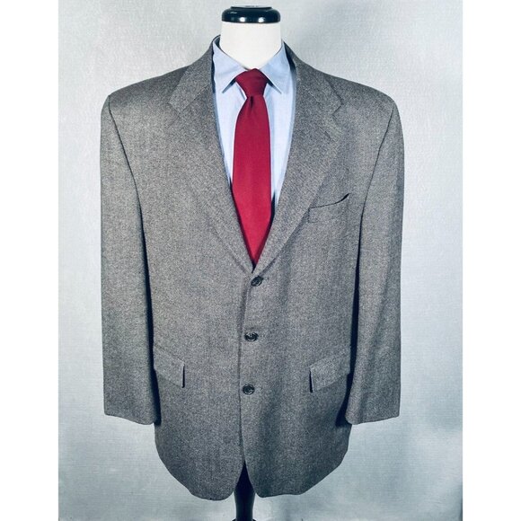 Vintage Ralph Lauren Blazer Mens 46L Gray Wool 3 Button Sport Coat Jacket Union - Picture 1 of 15